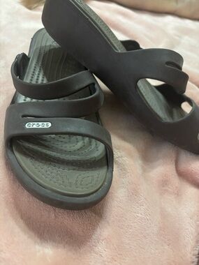 CROCS Dark Brown Slide Sandals